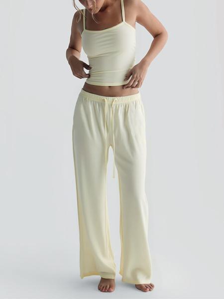 Two-Piece Set Women's Solid Color Cami Top & Pants, Casual Sleeveless Top & Pants for Daily Wear, Ladies Summer Clothes