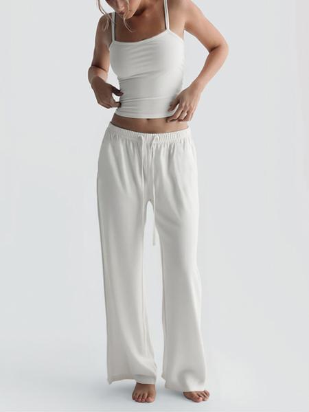 Two-Piece Set Women's Solid Color Cami Top & Pants, Casual Sleeveless Top & Pants for Daily Wear, Ladies Summer Clothes