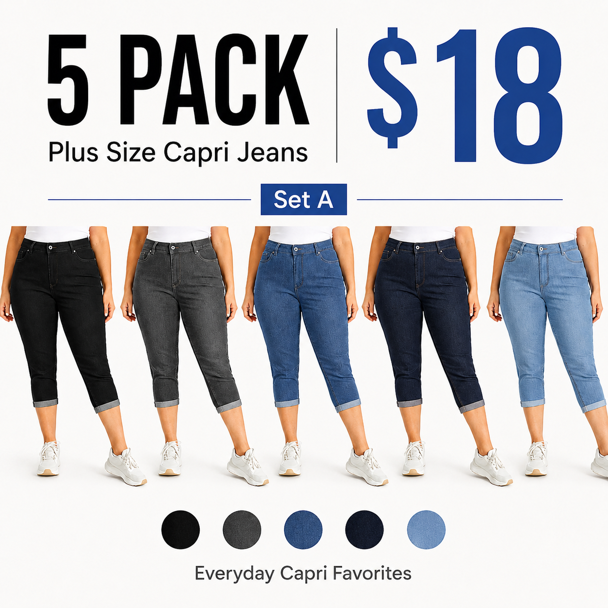Plus Size High Waist Stretch Capri Jeans Bundle image 5