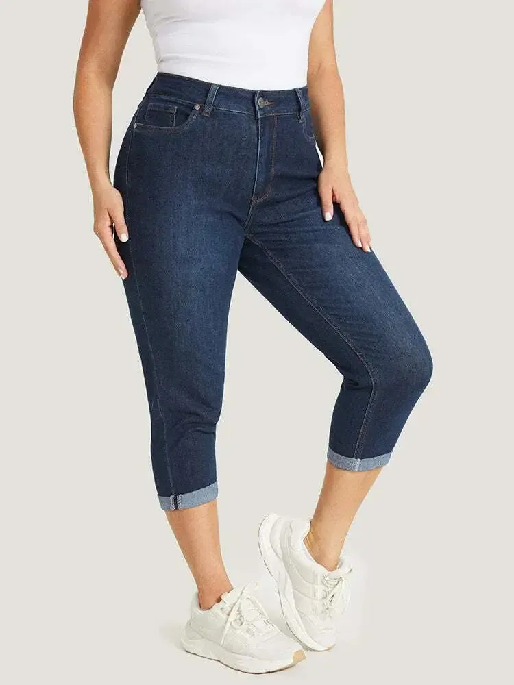 Plus Size High Waist Stretch Capri Jeans Bundle image 8