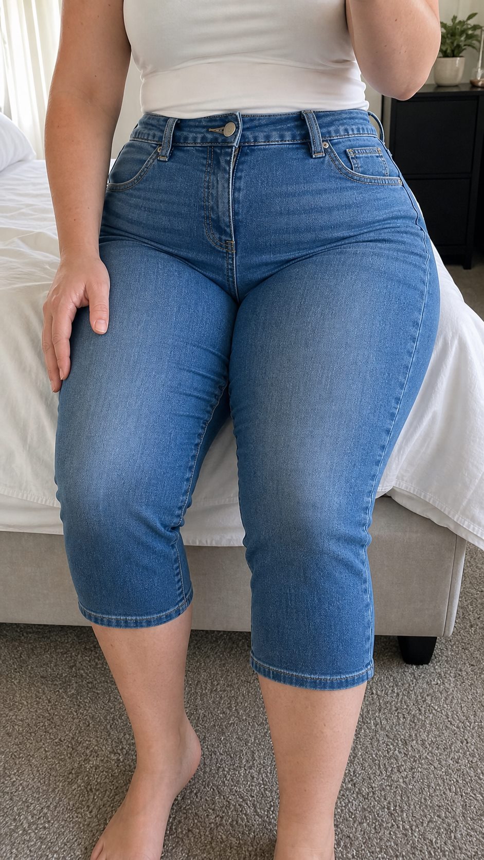 Seated capri jeans comfort reference
