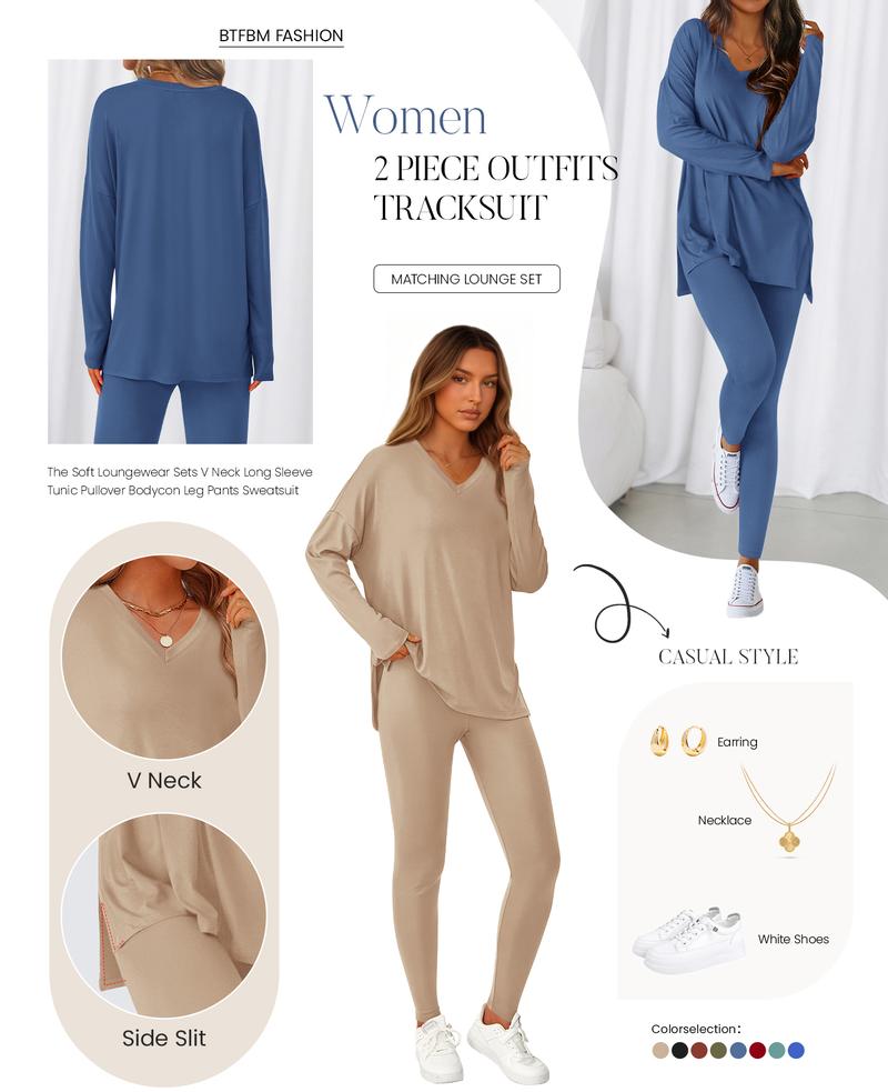 BTFBM Two-Piece Sets For Women Fall Fashion 2025 Casual Lounge Matching Set Airport Travel Outfit Workout Clothing