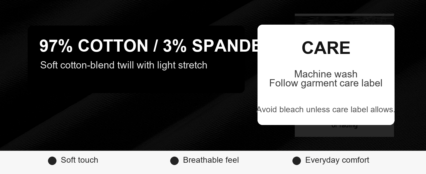 Cotton spandex fabric and care information
