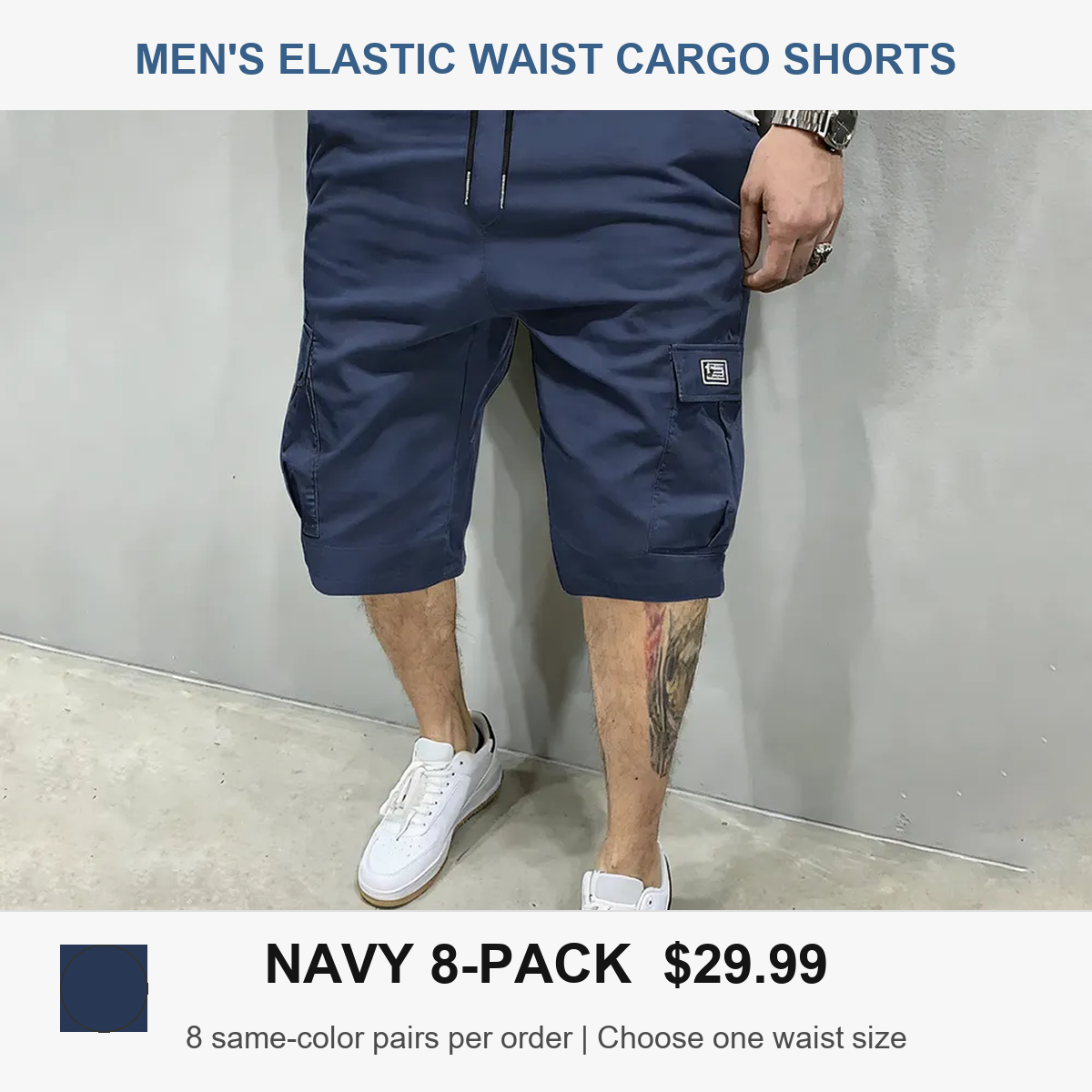 Men's 8-pack cargo shorts - Navy 8-Pack