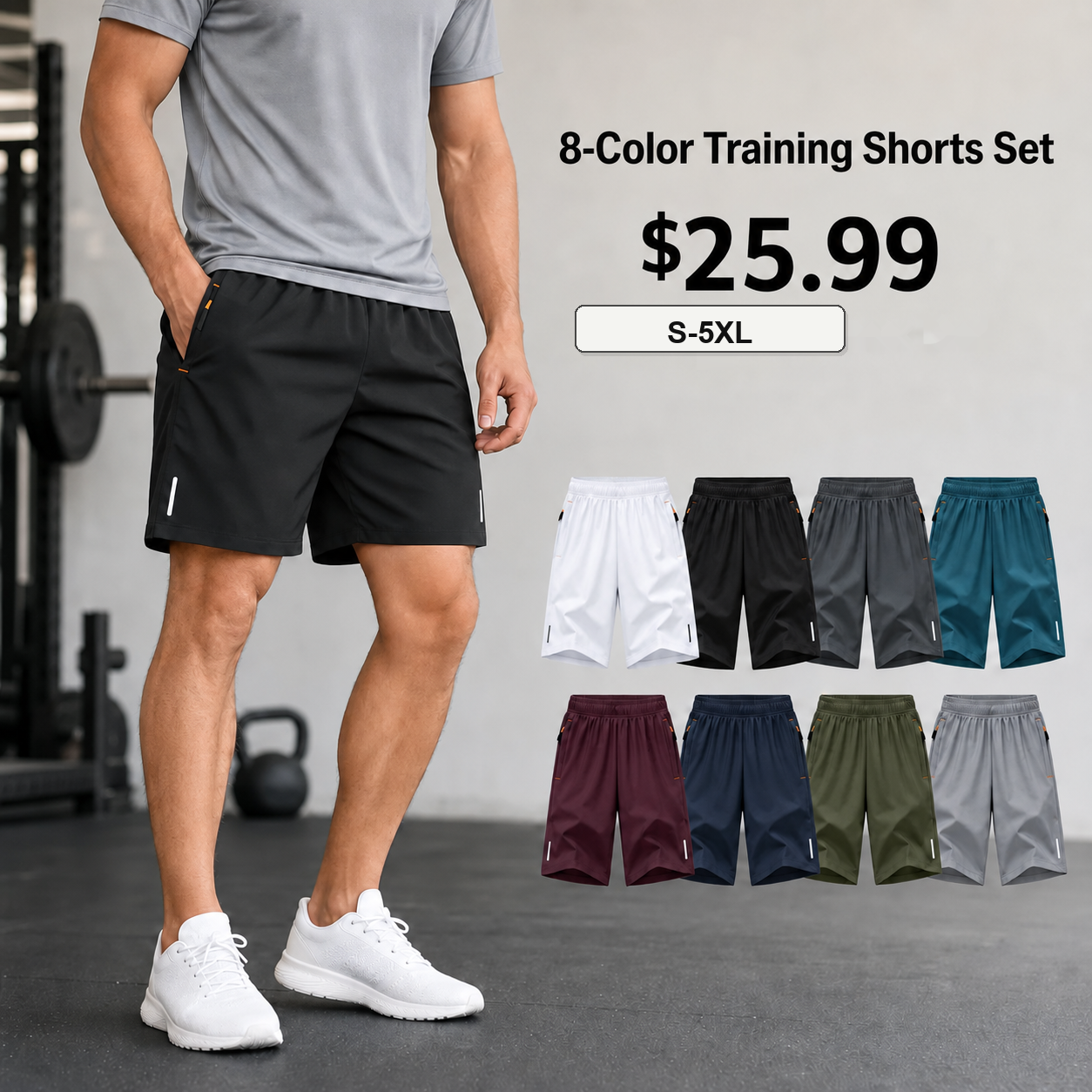 8-Color Training Shorts Set - S-5XL