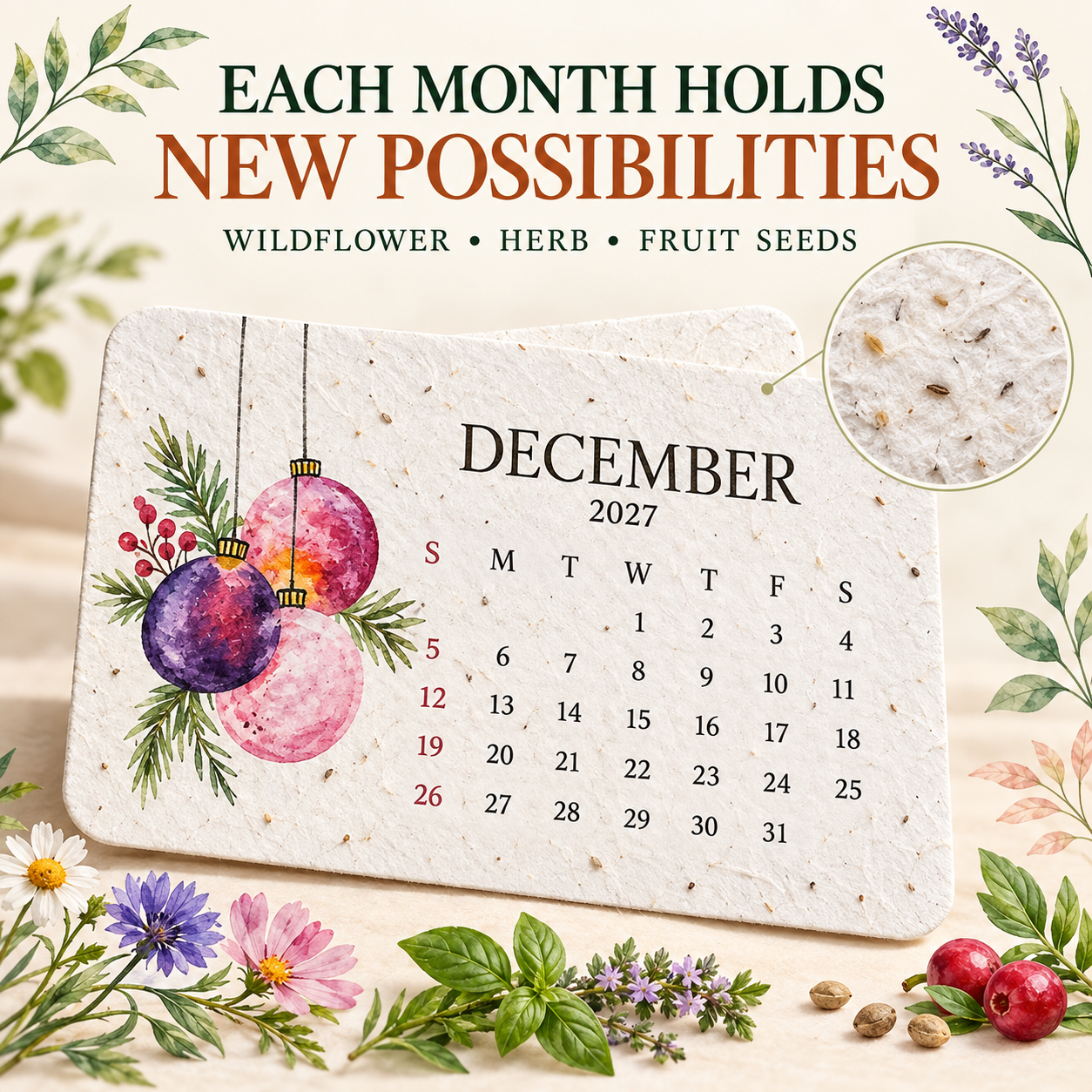 🌱Eco-Friendly Plantable "Timeless" Seed Calendar 2027