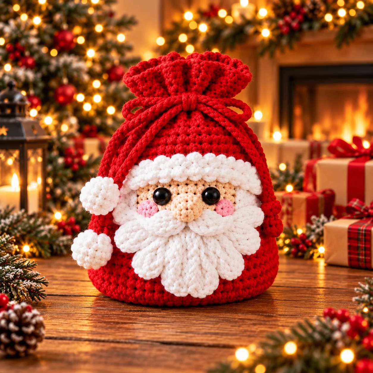 🎄 Christmas Crochet Character Gift Pouch | Reusable Drawstring Gift Bag — 12 Festive Designs