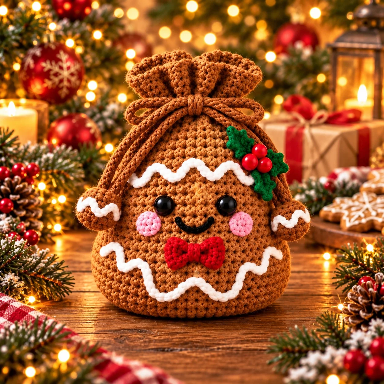 🎄 Christmas Crochet Character Gift Pouch | Reusable Drawstring Gift Bag — 12 Festive Designs