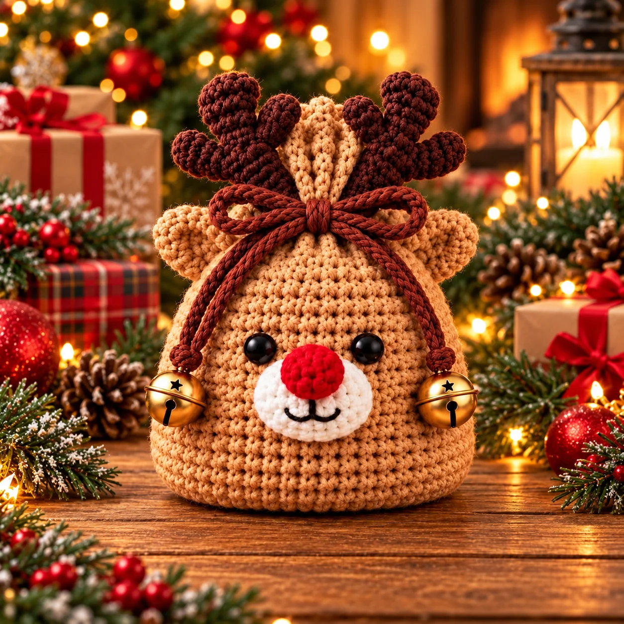🎄 Christmas Crochet Character Gift Pouch | Reusable Drawstring Gift Bag — 12 Festive Designs