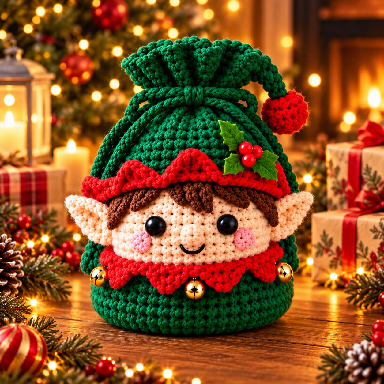 🎄 Christmas Crochet Character Gift Pouch | Reusable Drawstring Gift Bag — 12 Festive Designs