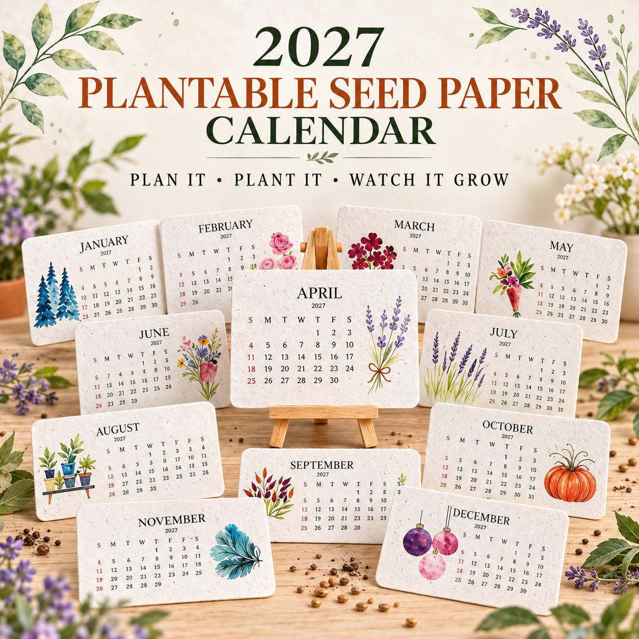 🌱Eco-Friendly Plantable "Timeless" Seed Calendar 2027