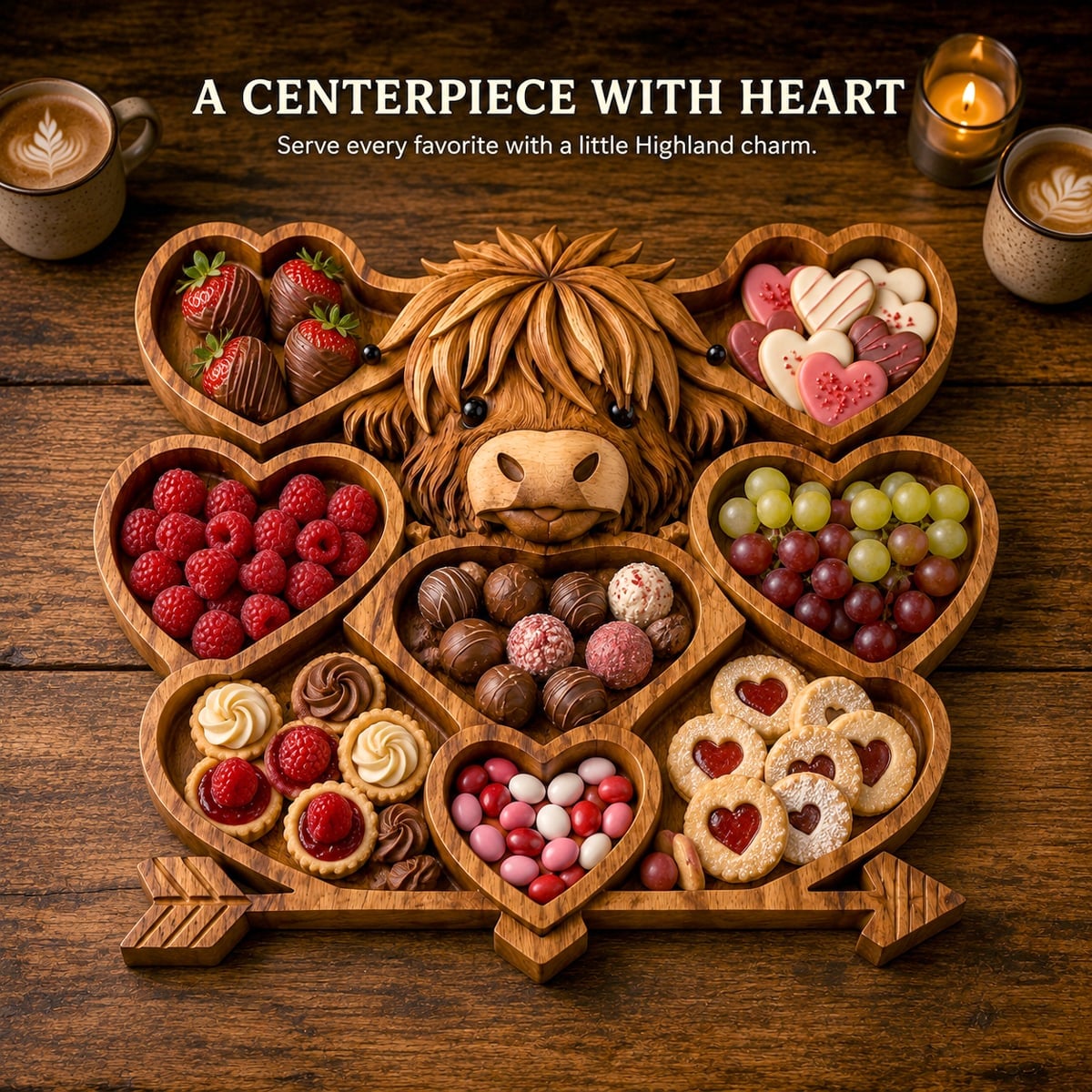 🐂🌾Highland Cow Wooden Charcuterie Board🎁✨