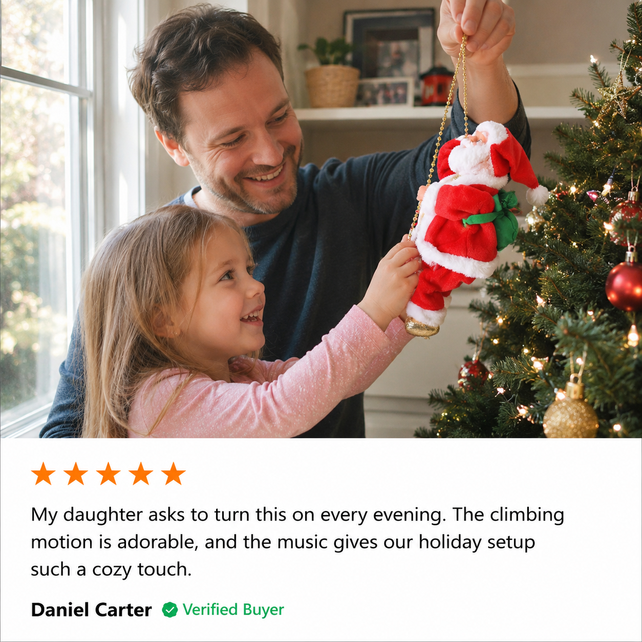 Customer climbing Santa display 3