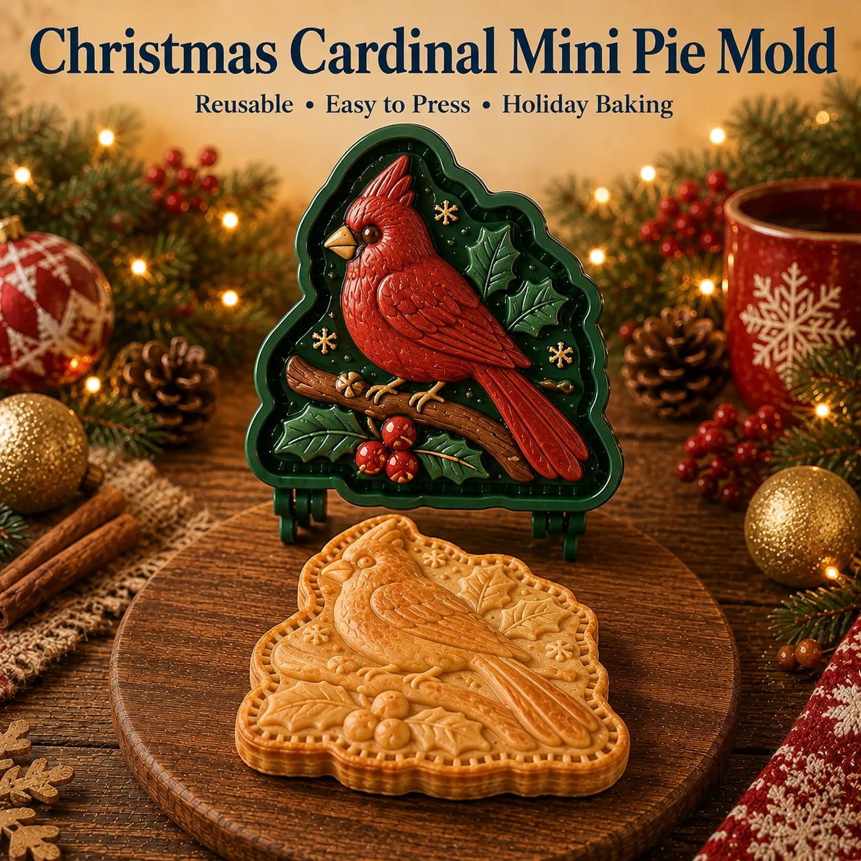 ⏳ Last Day 50% OFF – 🎄16-Design Christmas Mini Pie Mold Collection | Reusable Embossed Molds