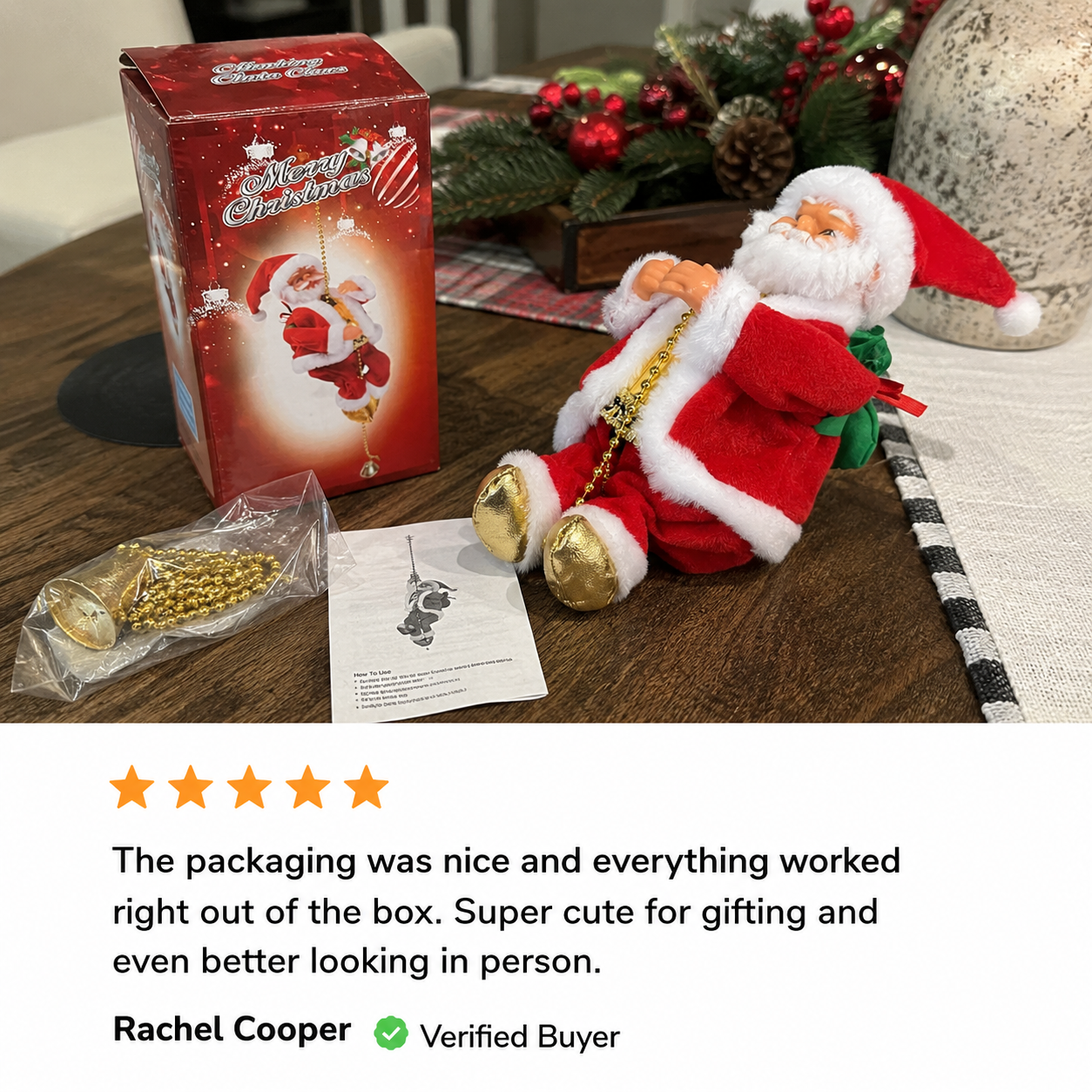 Customer climbing Santa display 6