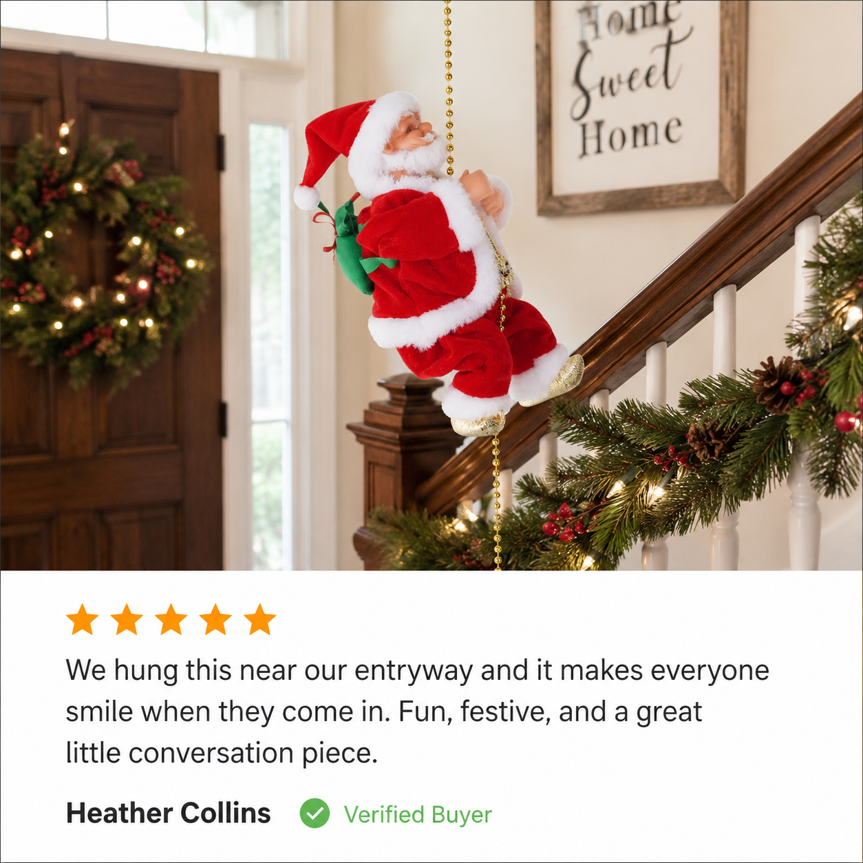 Customer climbing Santa display 7