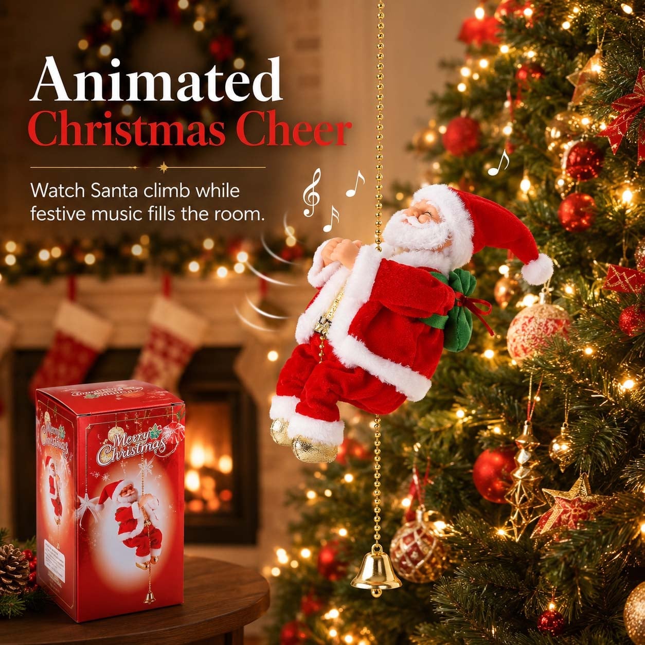 🎅🎄2026 BEST GIFT TO FAMILY Electric Climbing Santa Claus Musical Toys