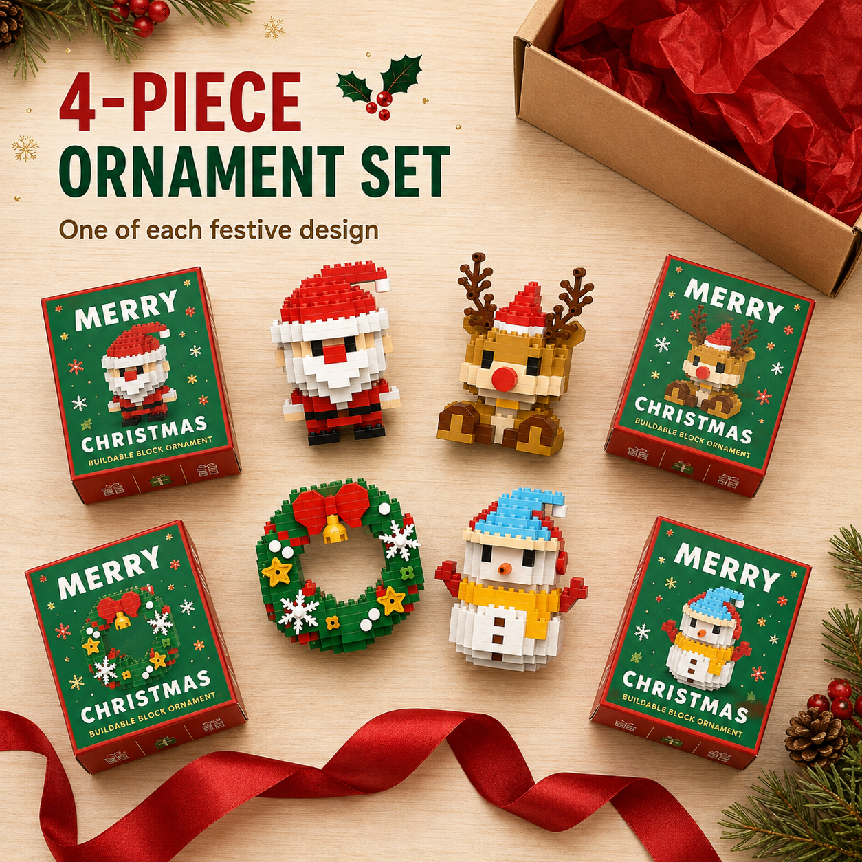 🎄🎅Christmas Advent Calendar Building Blocks 🎁24‑in‑1 Xmas Bricks Kit, Santa & Christmas Tree Building Toy, Kids Holiday Gift✨