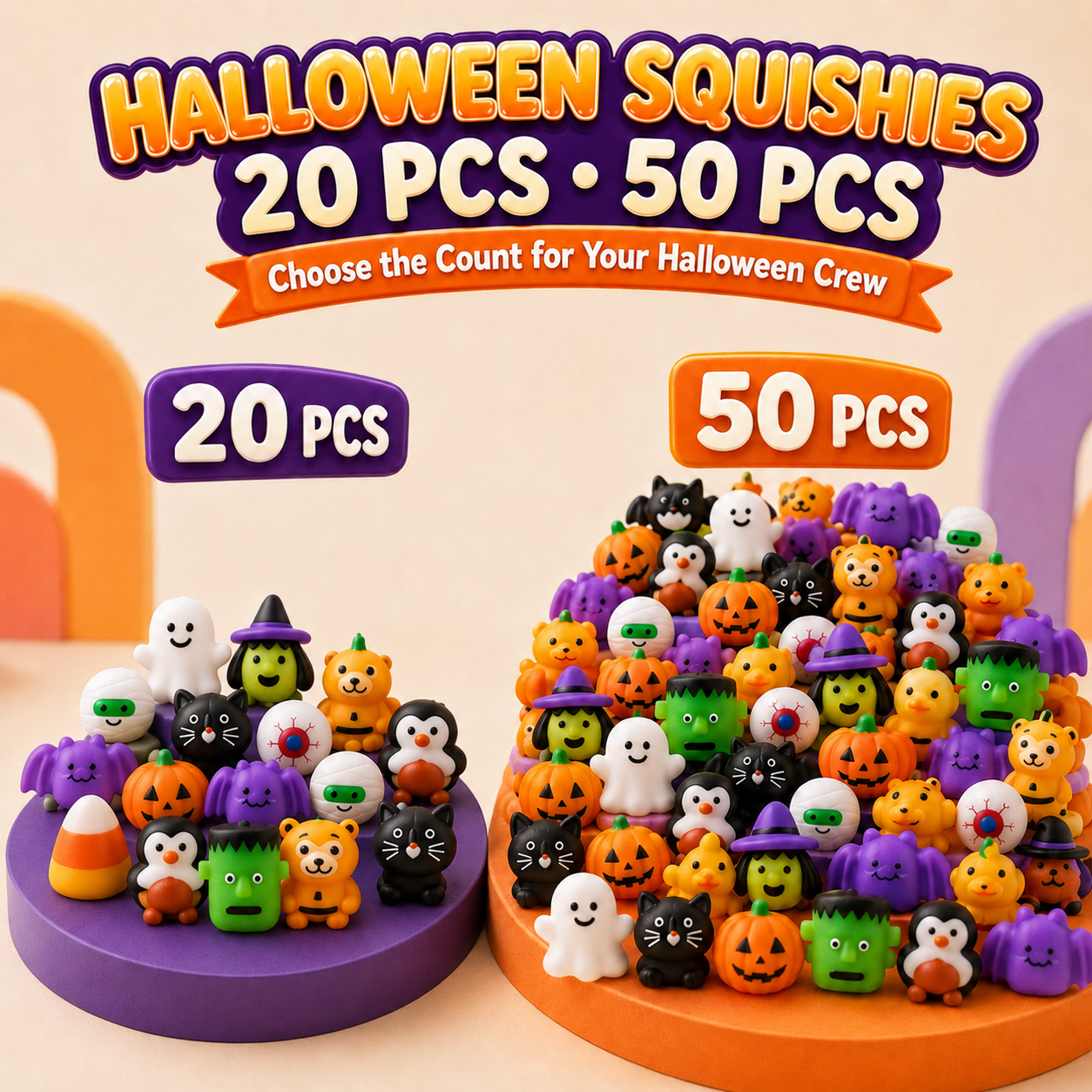 🔥Last Month 50% OFF - 👻🎃 50PCS Halloween Mochi Squishy Toys🦇