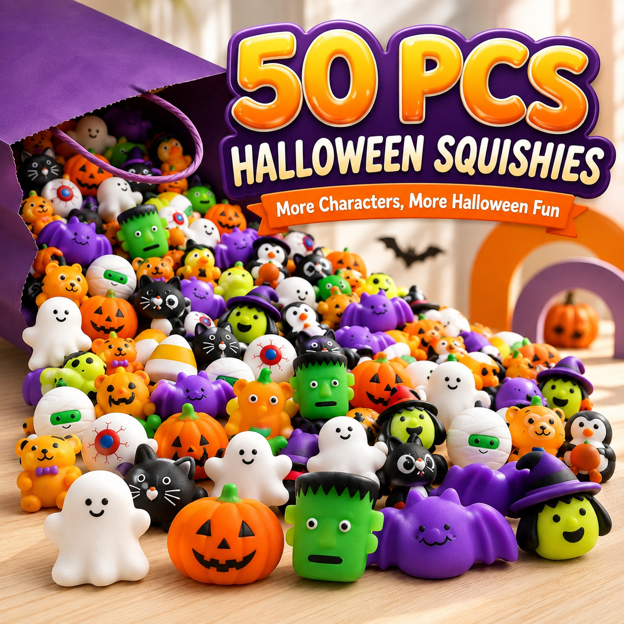 🔥Last Month 50% OFF - 👻🎃 50PCS Halloween Mochi Squishy Toys🦇