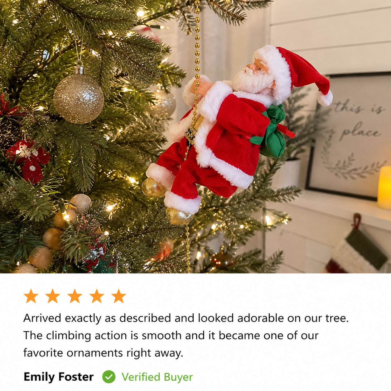 Customer climbing Santa display 4