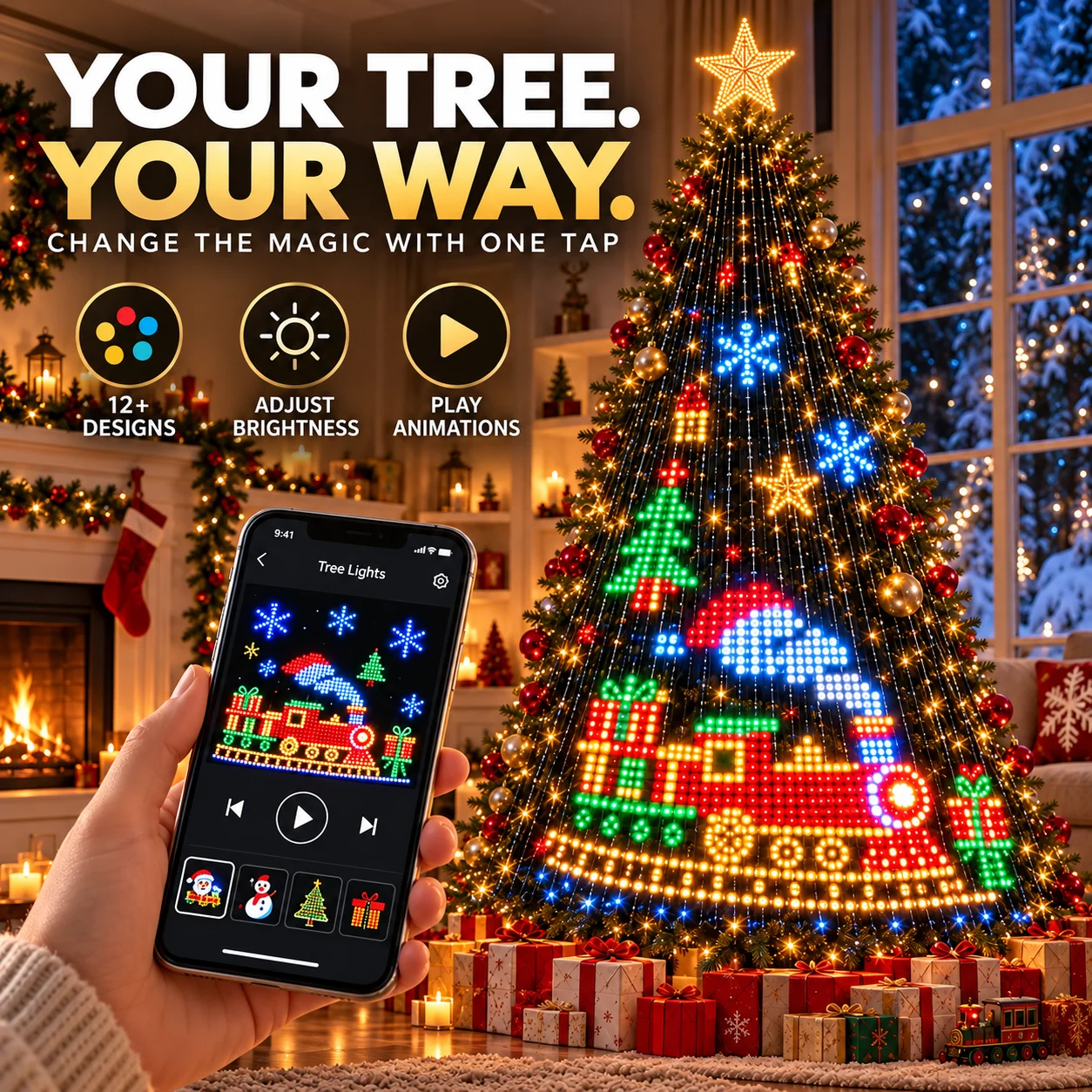Smart Animated Christmas Tree Lights | Built-in Timer For Auto On/Off