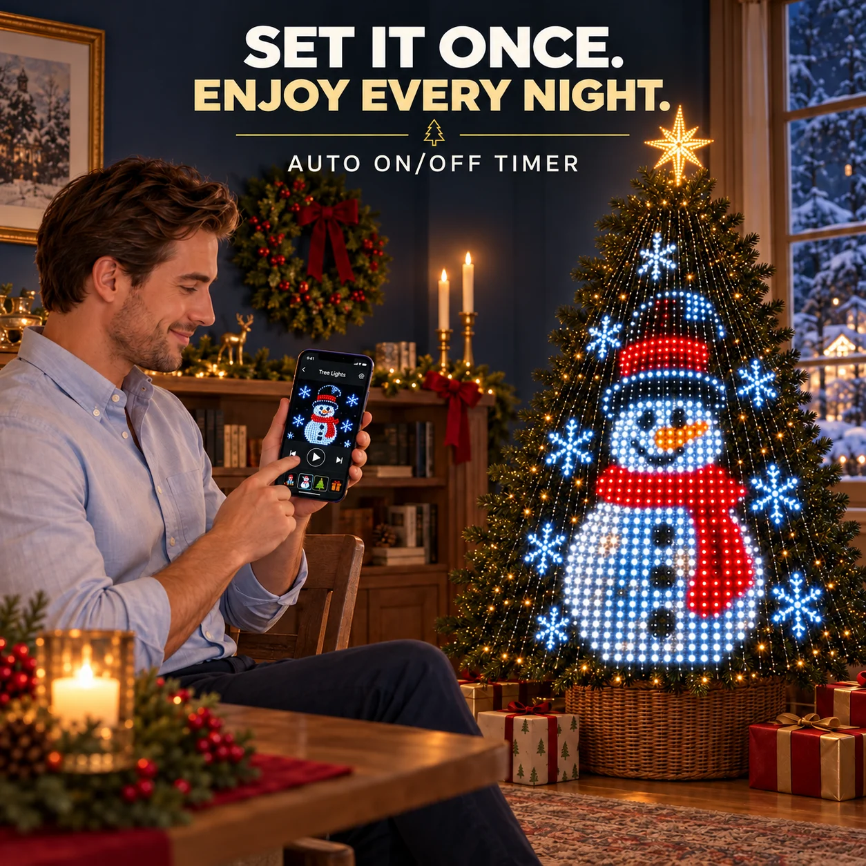 Smart Animated Christmas Tree Lights | Built-in Timer For Auto On/Off