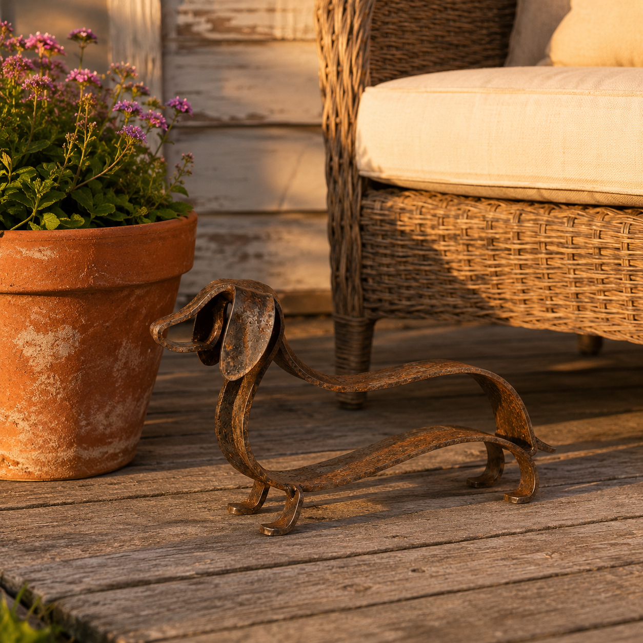  ✨🐶 Rustic Dachshund Metal Sculpture | Vintage Home Decor Art 🪨💥