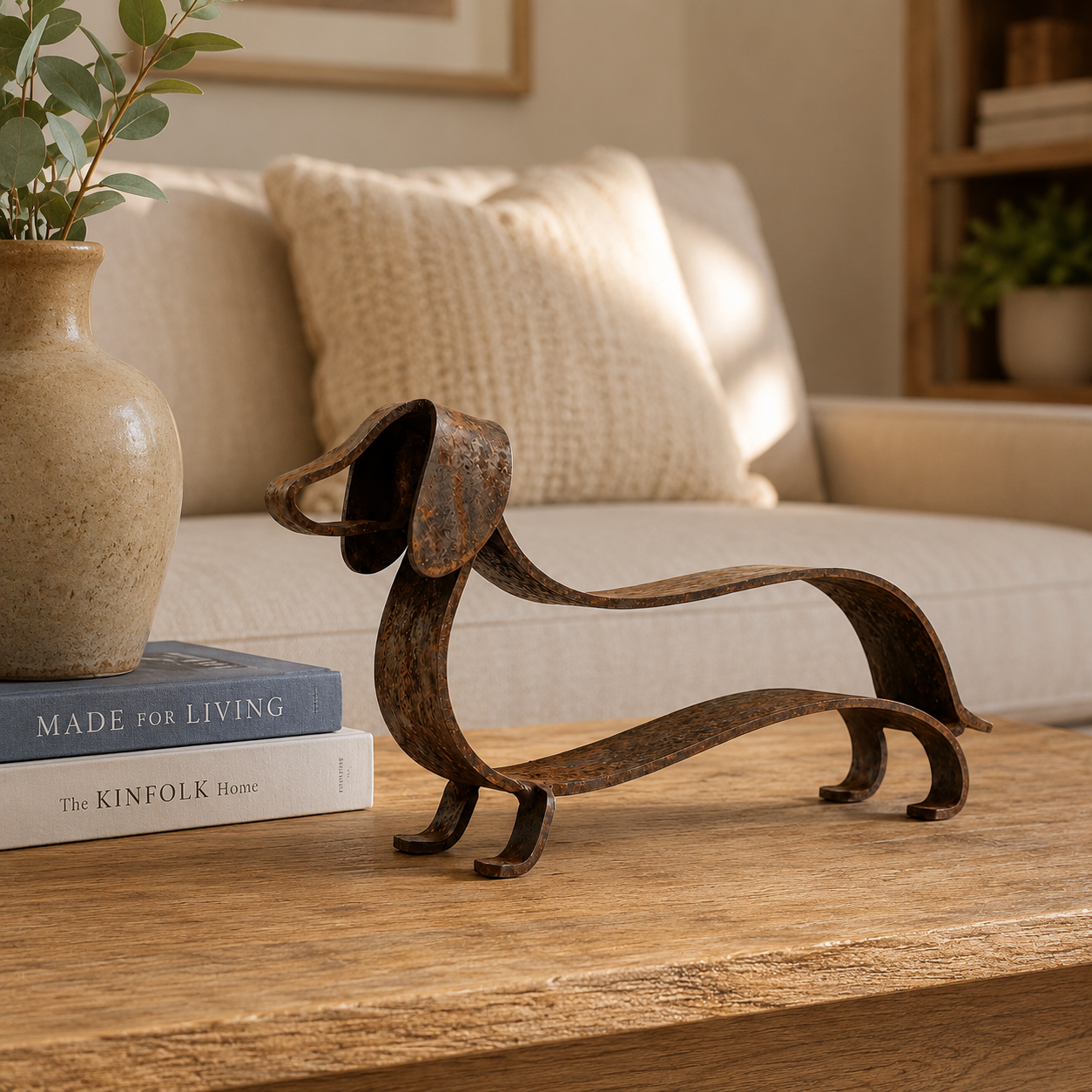  ✨🐶 Rustic Dachshund Metal Sculpture | Vintage Home Decor Art 🪨💥