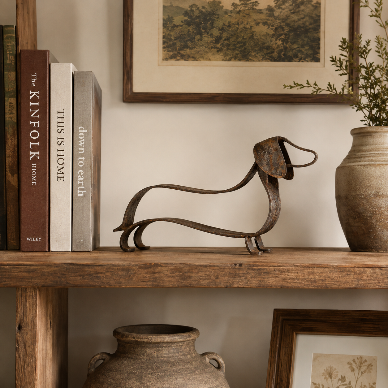  ✨🐶 Rustic Dachshund Metal Sculpture | Vintage Home Decor Art 🪨💥