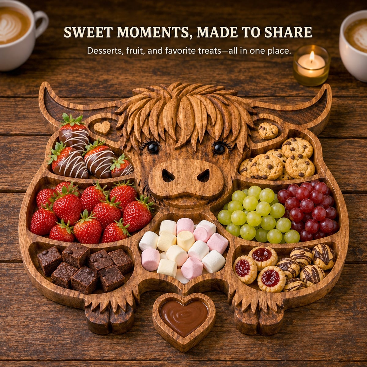 🐂🌾Highland Cow Wooden Charcuterie Board🎁✨