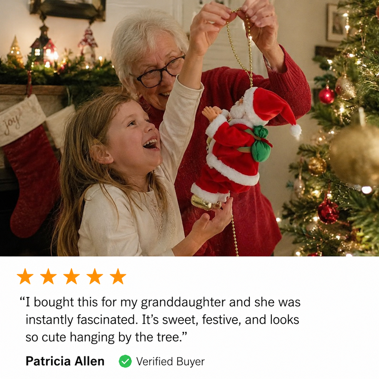 Customer climbing Santa display 5