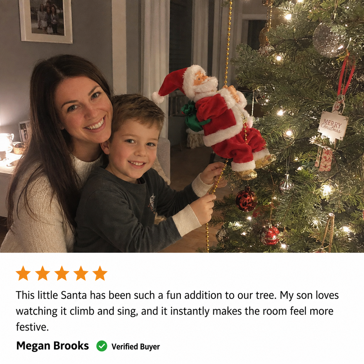 Customer climbing Santa display 2