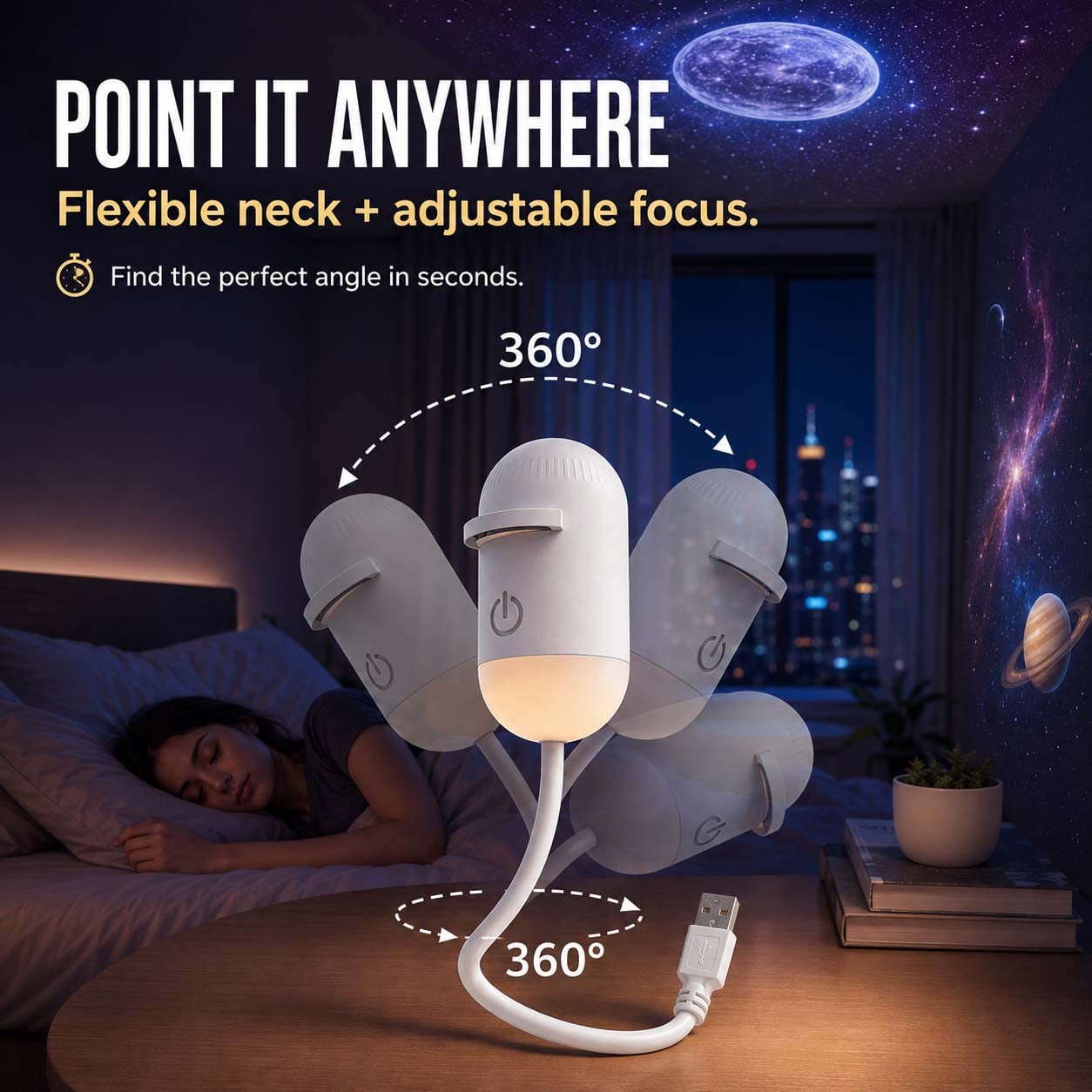 ✨🌙2-in-1 Galaxy Projector & Night Light, 360° Adjustable LED Space Galaxy Lamp, Milky Way Mood Lighting, HD Image Star💡