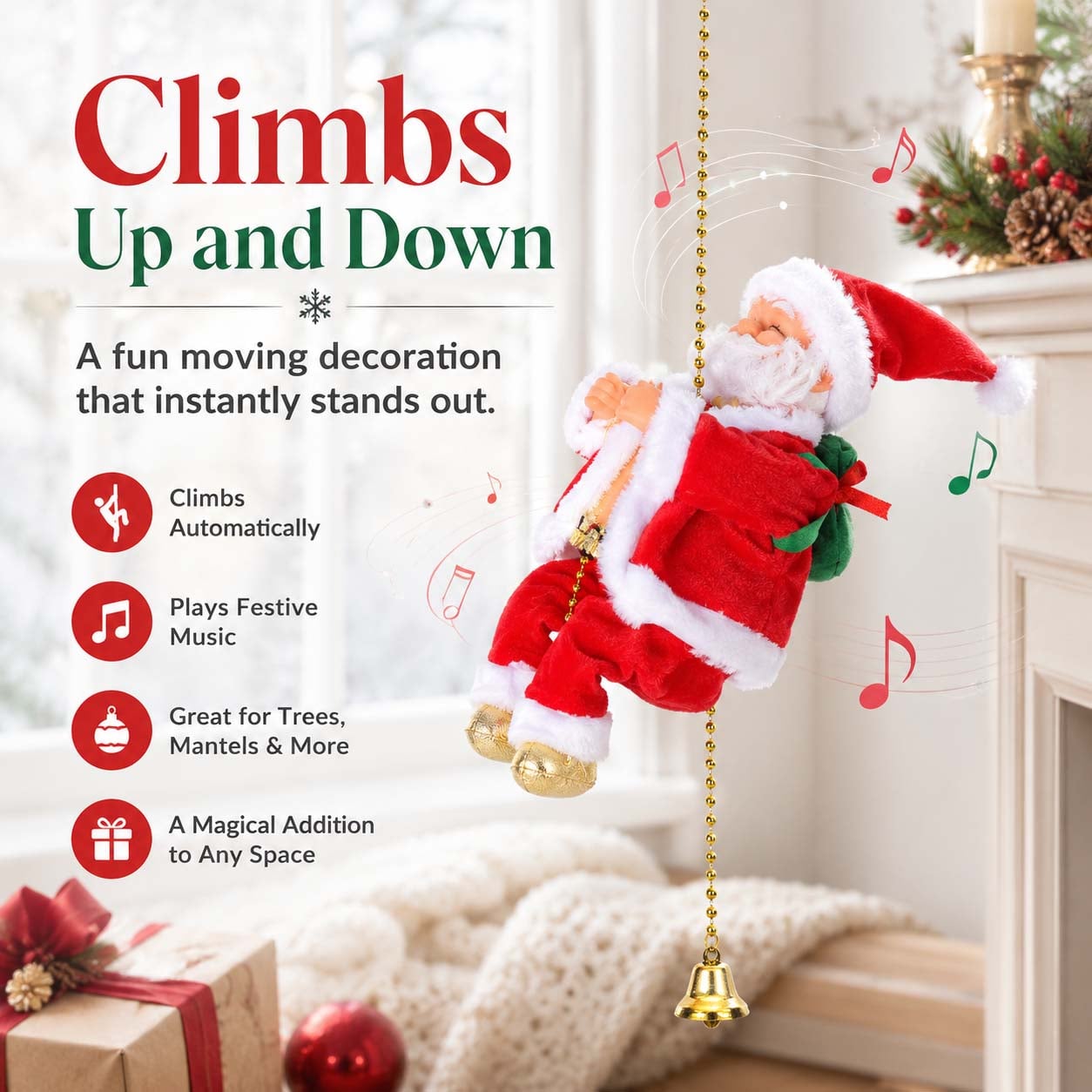 🎅🎄2026 BEST GIFT TO FAMILY Electric Climbing Santa Claus Musical Toys