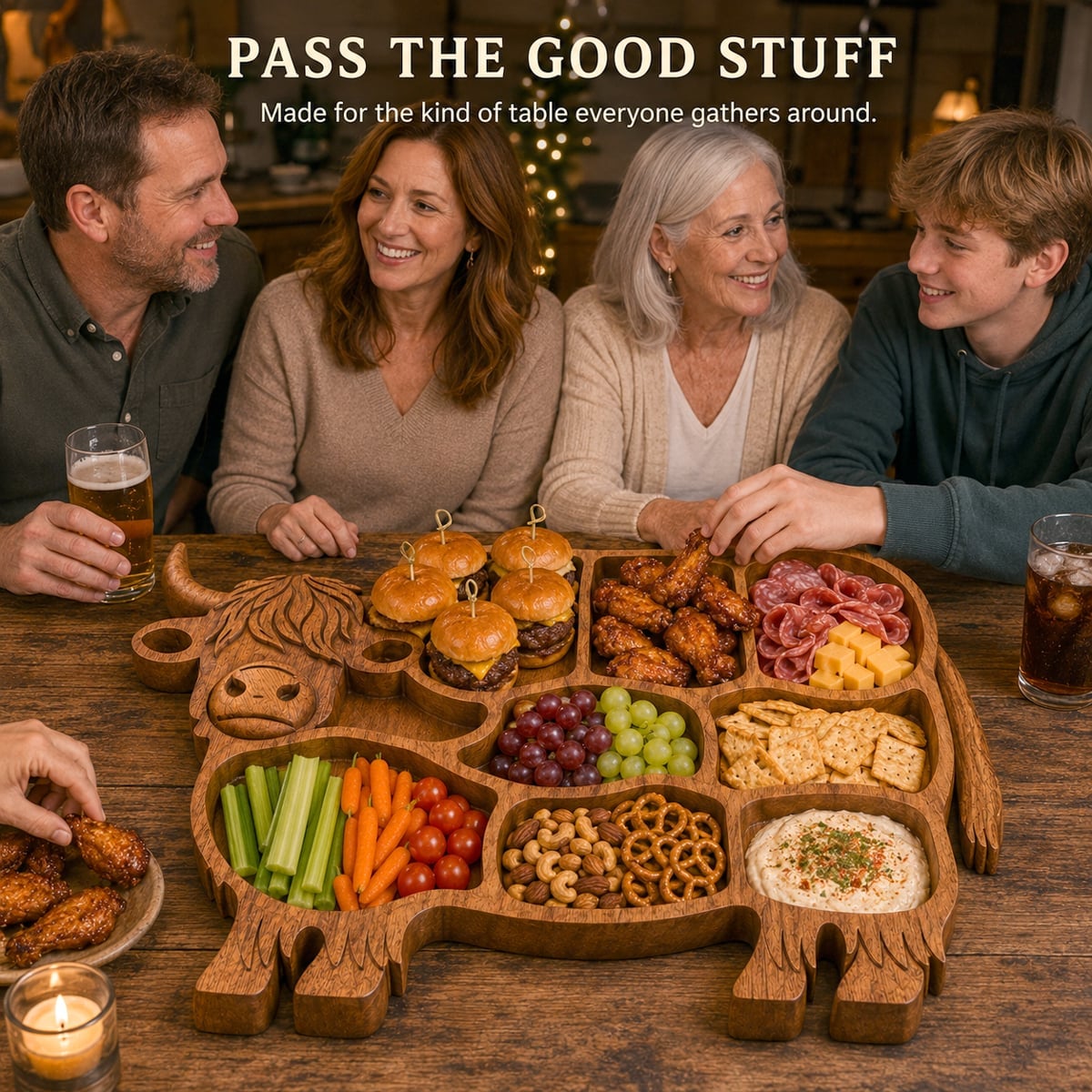 🐂🌾Highland Cow Wooden Charcuterie Board🎁✨