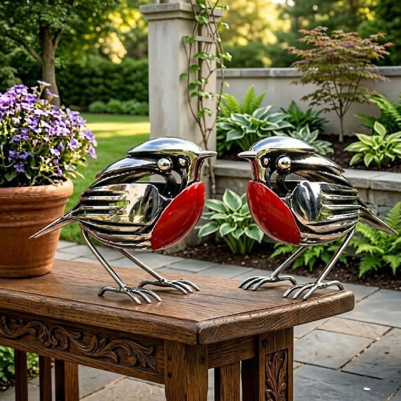 Handmade Silver Robin Garden Sculpture🎁BUY 2 GET FREE SHIPPING