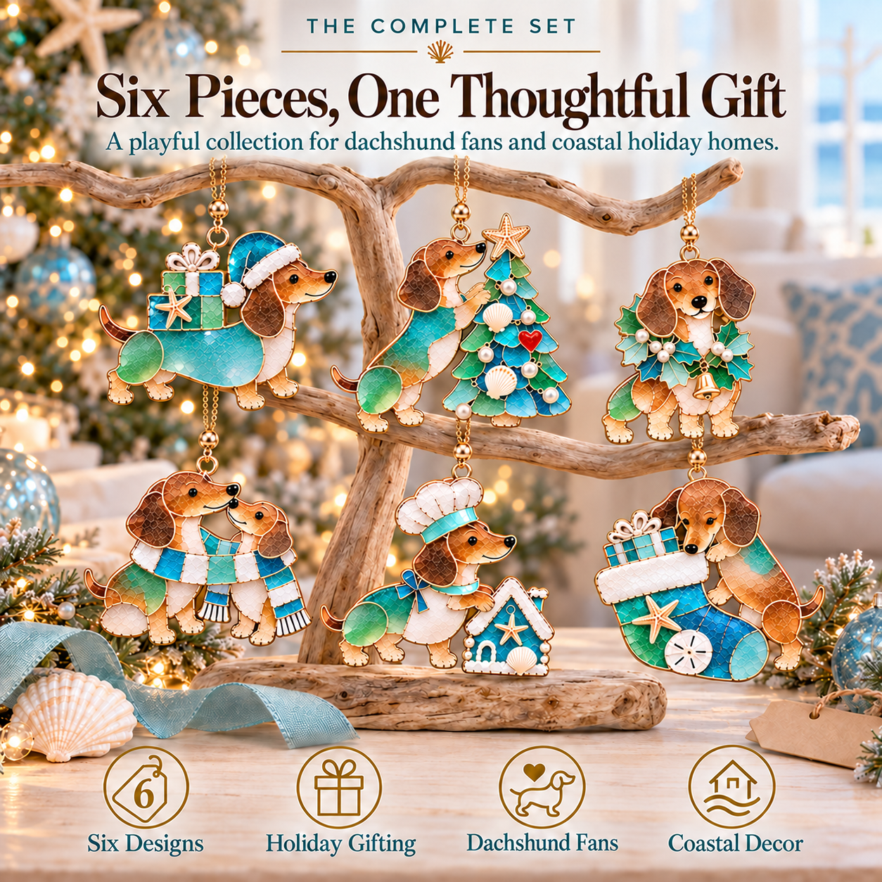 🐶🌊 Coastal Dachshund Christmas Ornaments | 50% OFF Today Only £6.99