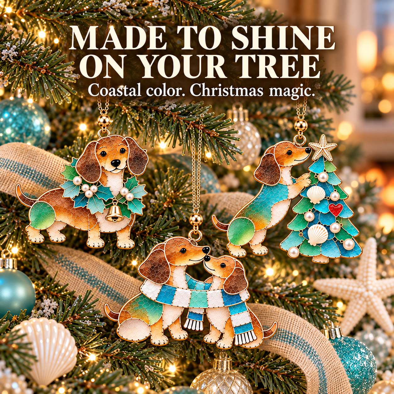 🐶🌊 Coastal Dachshund Christmas Ornaments | 50% OFF Today Only £6.99
