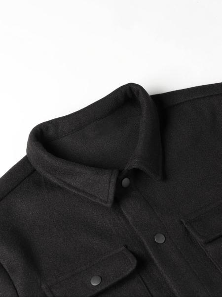 Men's Button Front Pocket Jacket, Casual Collared Long Sleeve Outerwear for Fall & Winter, Men's Tops for Daily Wear, Men's Drippy Outfits Going Out Outfit