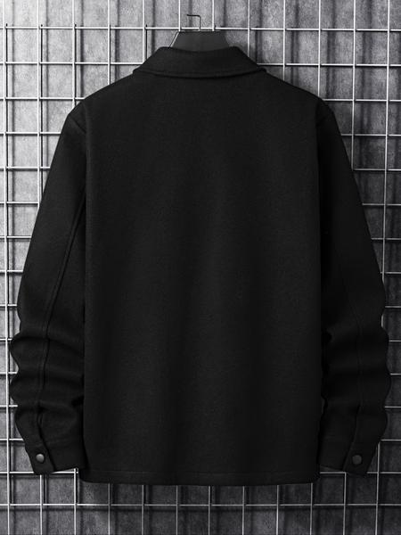 Men's Button Front Pocket Jacket, Casual Collared Long Sleeve Outerwear for Fall & Winter, Men's Tops for Daily Wear, Men's Drippy Outfits Going Out Outfit