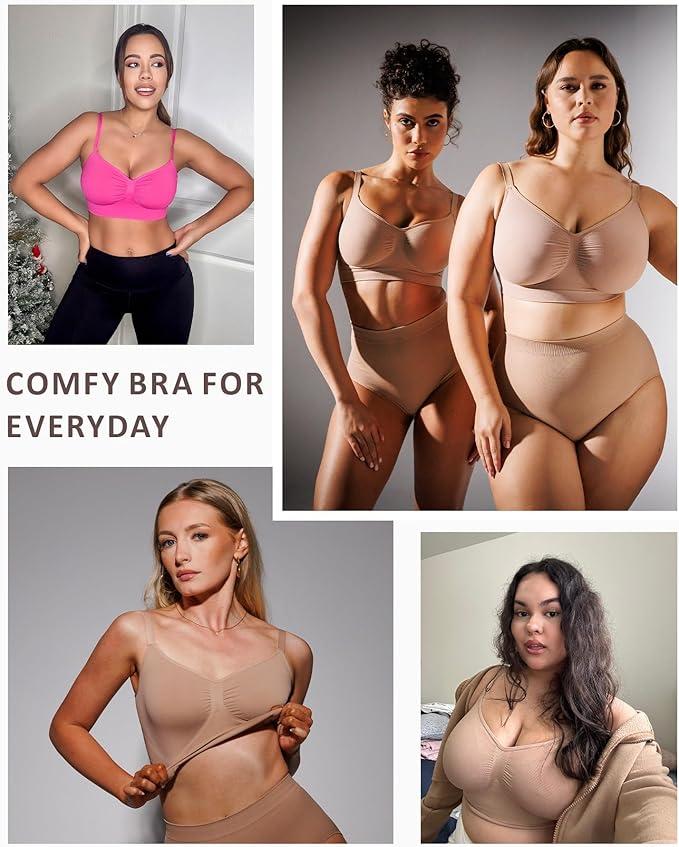 FeelinGirl Women's Wireless Sculpt Bra Comfort Bralettes No Underwire Unlined Cami Bra Seamless Tshirt Bras Sports Bra Bralette Basic Comfortable Fit Womenswear Everyday Up to 44DD FeelinGirl Women's Wireless Sculpt Bra Comfort Bralettes No Underwire Unlined Cami Bra Seamless Tshirt Bras Sports Bra Bralette Basic Comfortable Fit Womenswear Everyday Up to 44DD