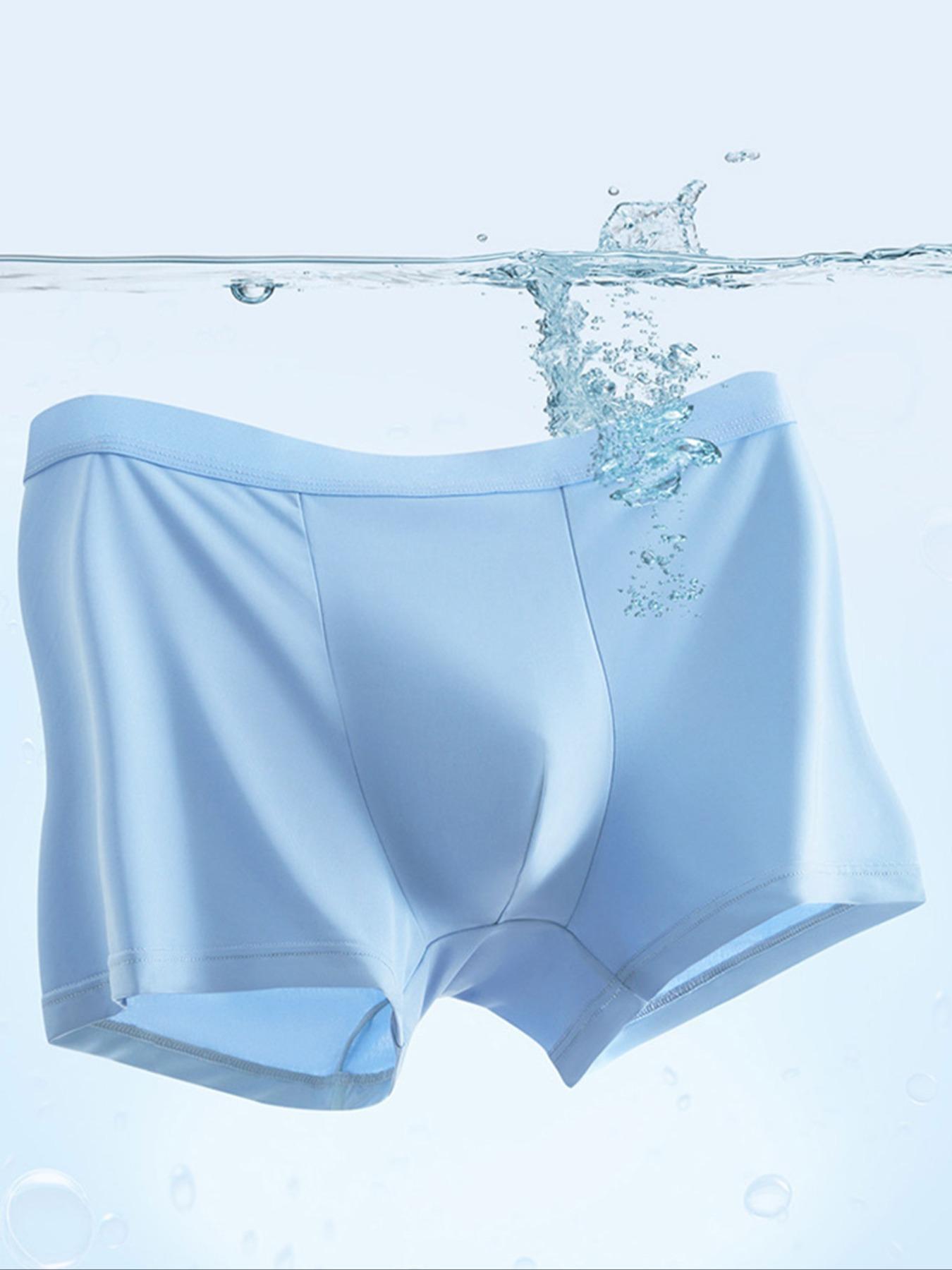 Men's Ice Silk Fabric Underwear Set, 4 Pcs Solid Color Boxer Shorts, Breathable Comfortable Fit Boxers, Ideal for Summer Wear