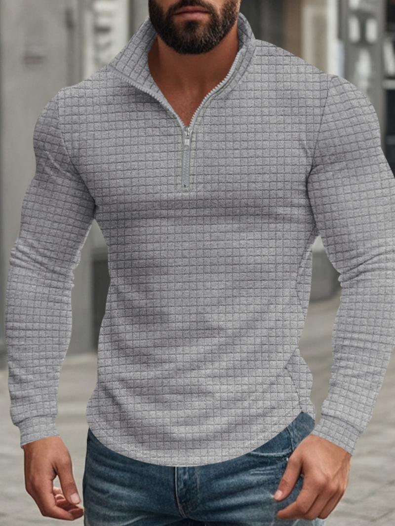 Men's Regular Fit Plain Half Zip Up Sweatshirt, Casual Long Sleeve Pullover for Spring & Fall, Fashion Men's Clothes for Daily Wear