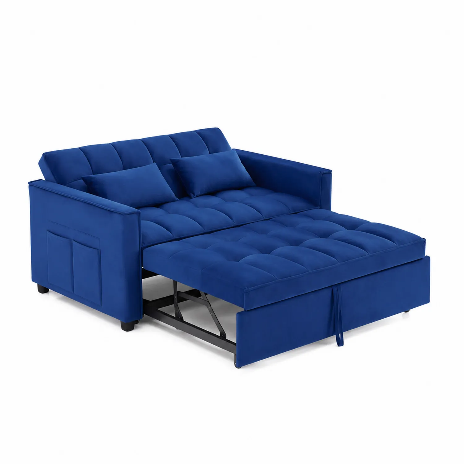 Rozkładana sofa dwuosobowa welur Niebieski