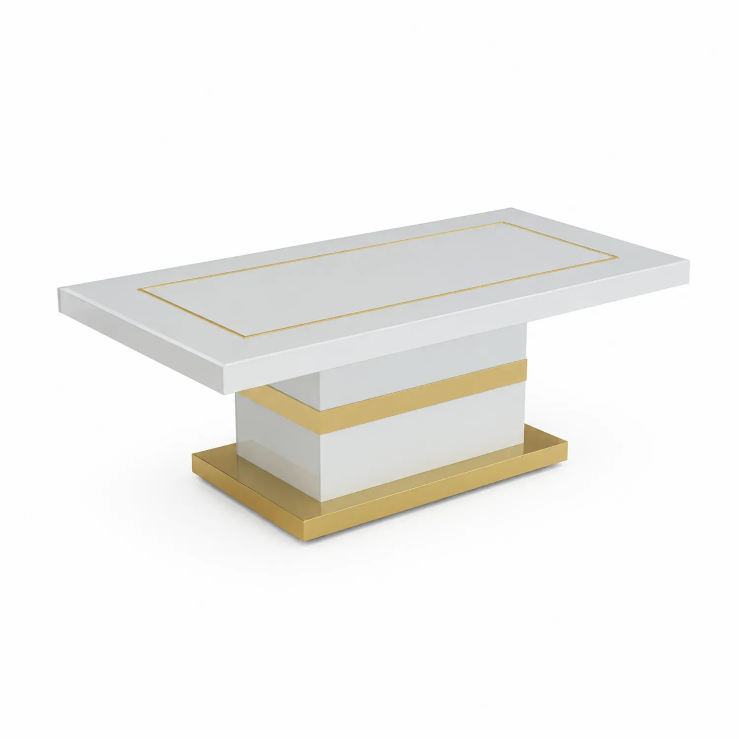 Stolik kawowy prostokątny MDF Biały/Złoty 120x60x45 cm