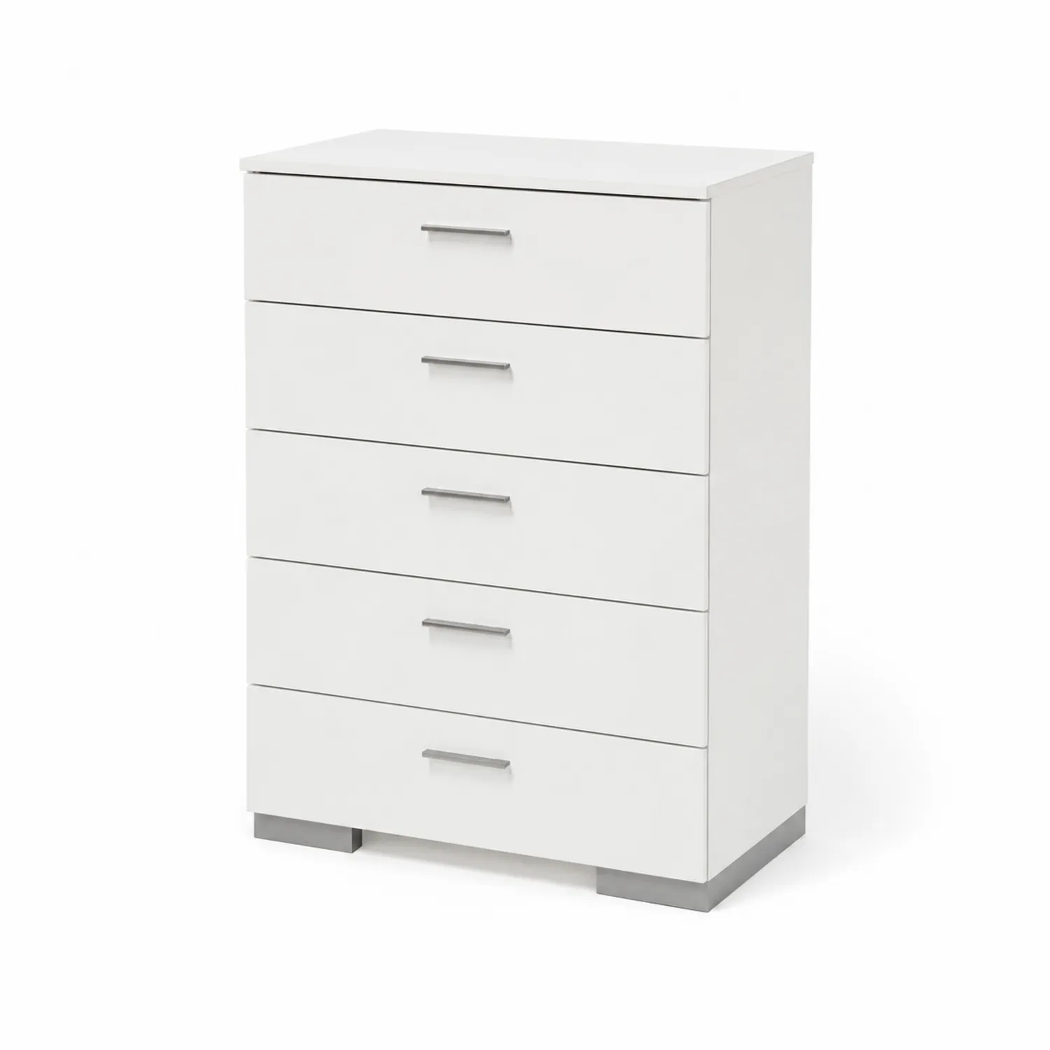 Komoda z pięcioma szufladami MDF i aluminium 80x40x100cm Biała