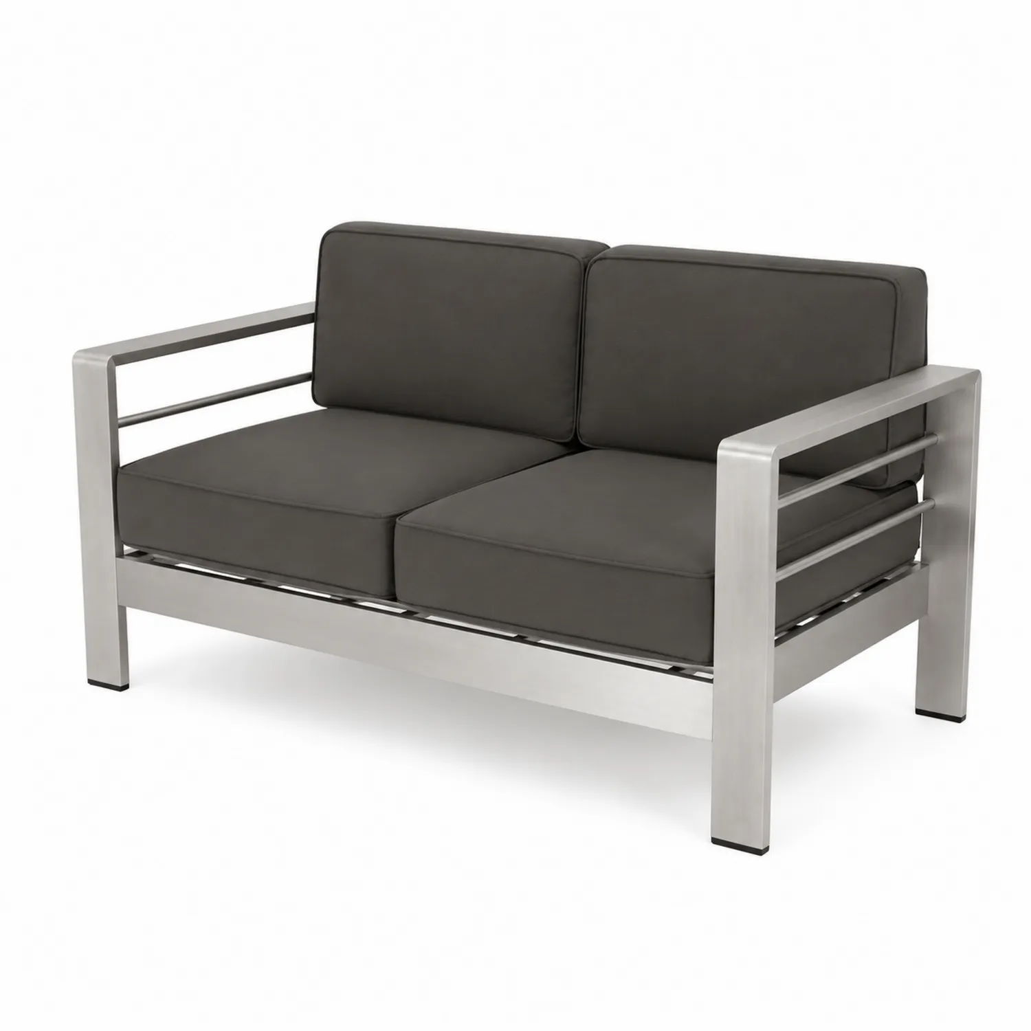 Dwuosobowa sofa stal nierdzewna szara 125x75x65 cm