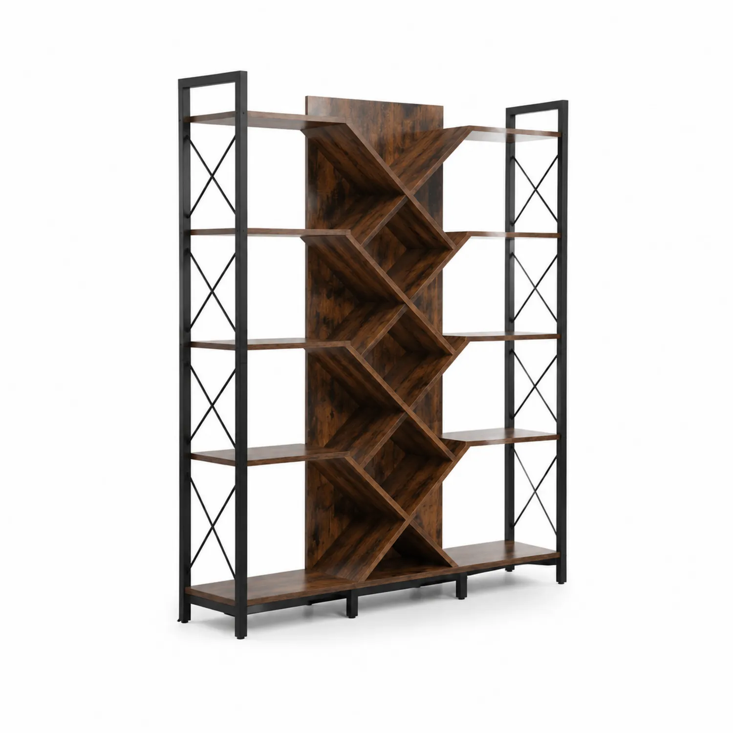 Regał industrialny z metalu i drewna MDF 180x120x30 cm