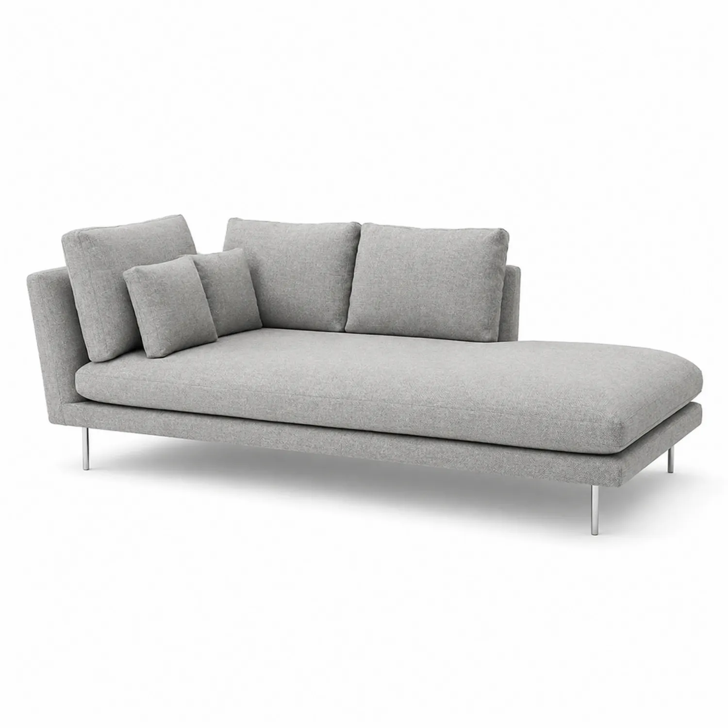 Szezlong szary poliester 200cm x 90cm x 80cm